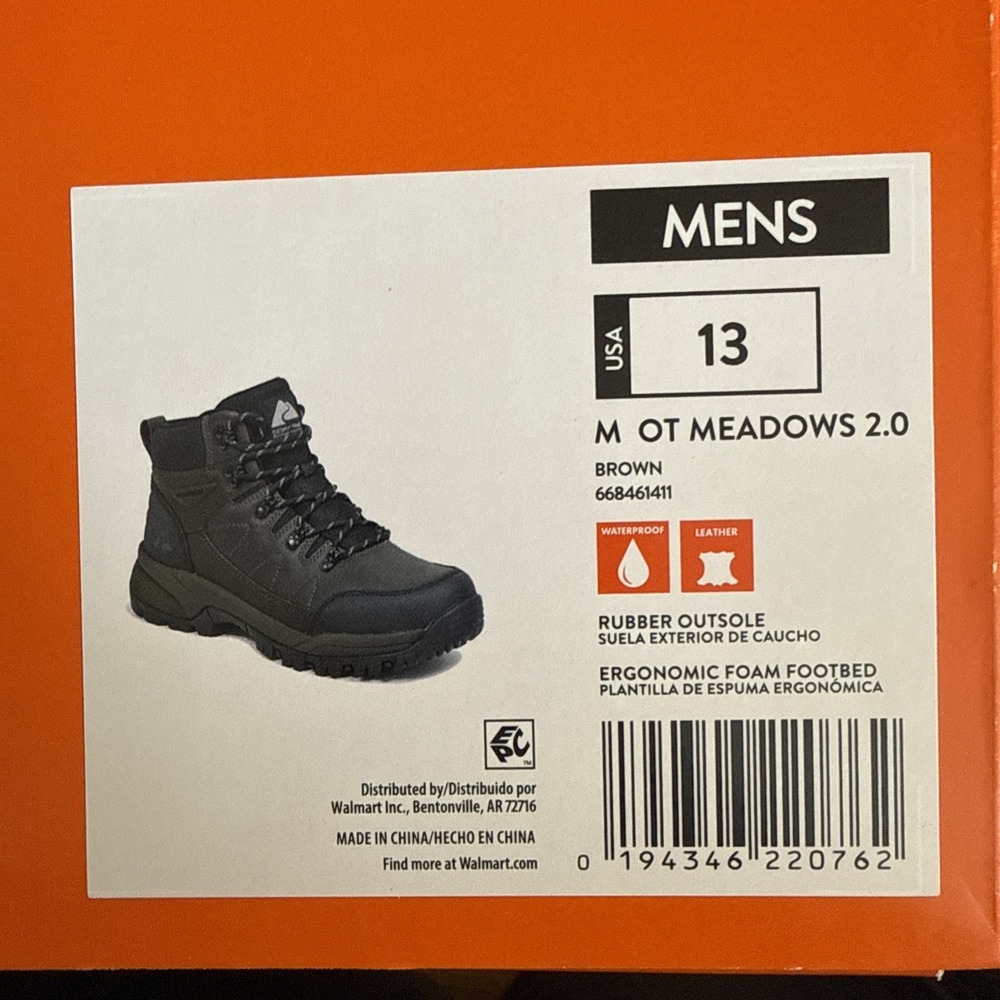 Ozark Trail Meadows 2.0 Brown Leather Boot Size 13 New Waterproof Hiking Boot - Picture 9 of 9